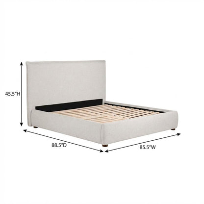 King Platform Bed with Headboard, Scandinavian Bed Frame Bedroom,Gray