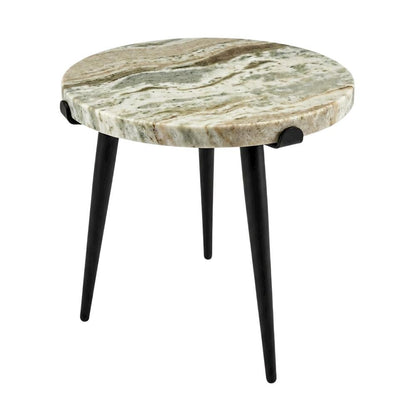 Marble Top Accent Table with Metal Legs, Contemporary Side Table,Brown