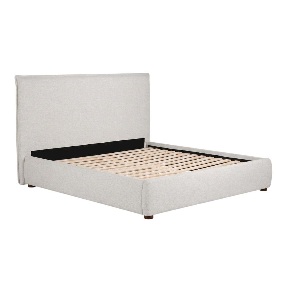 King Platform Bed with Headboard, Scandinavian Bed Frame Bedroom,Gray