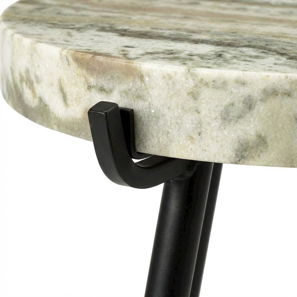 Marble Top Accent Table with Metal Legs, Contemporary Side Table,Brown