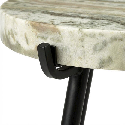 Marble Top Accent Table with Metal Legs, Contemporary Side Table,Brown