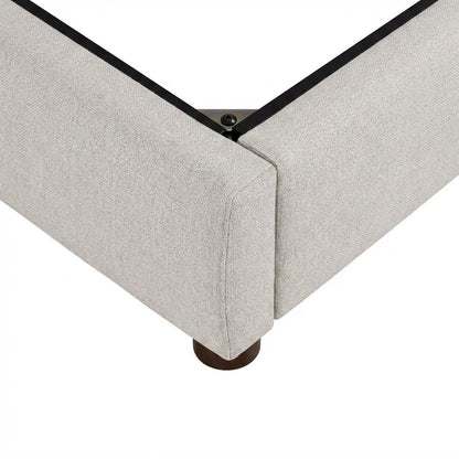 King Platform Bed with Headboard, Scandinavian Bed Frame Bedroom,Gray