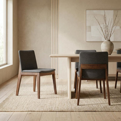 Mid-Century Dining Chairs Set of 2, Upholstered Accent Chair, Dining Room,Gray