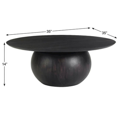 Black Acacia Wood Coffee Table with Rustic Matt Finish and Solid Wood Top