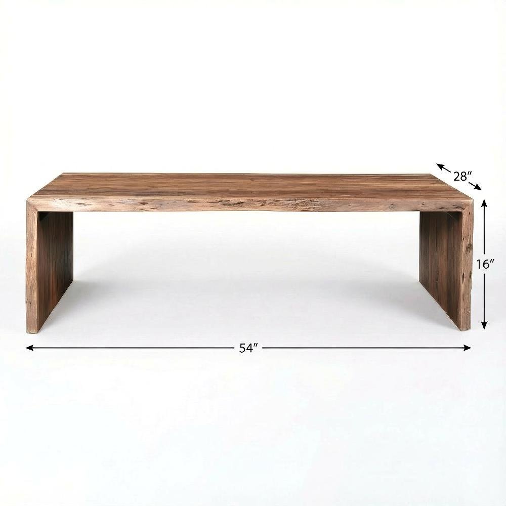 Brown Acacia Wood Coffee Table with Scandinavian Design and Matt Finish