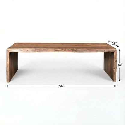 Brown Acacia Wood Coffee Table with Scandinavian Design and Matt Finish
