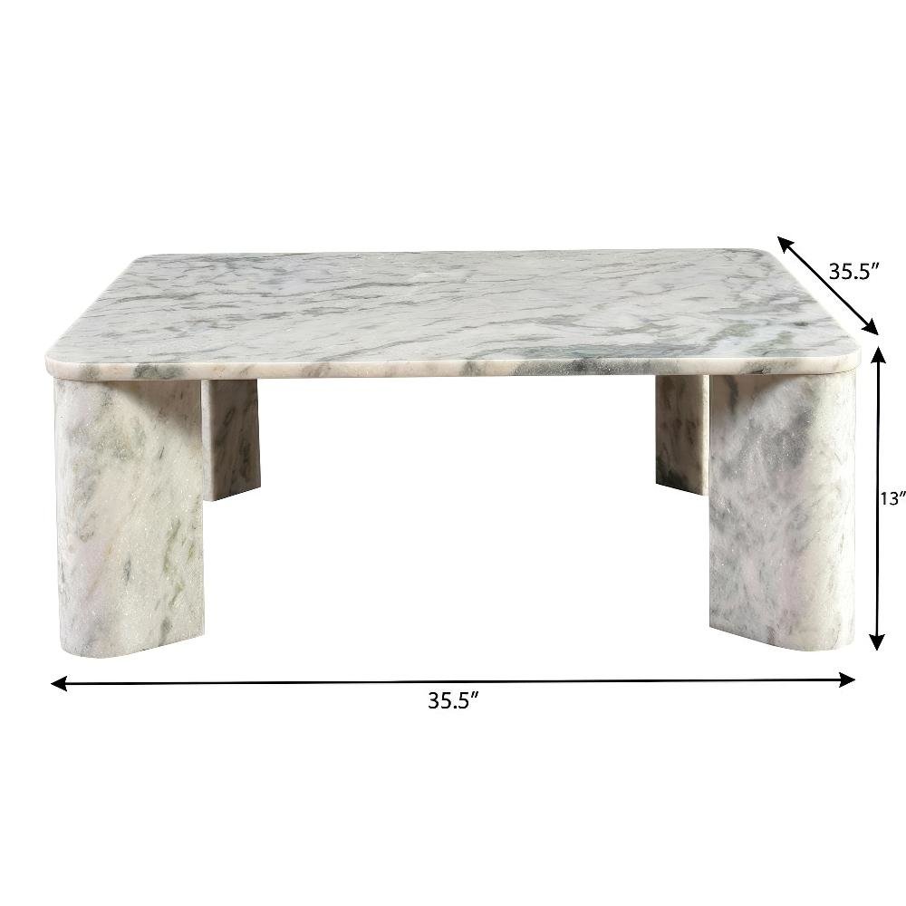 Gray Marble Coffee Table with Metal Frame and Handmade Composite Wood Top