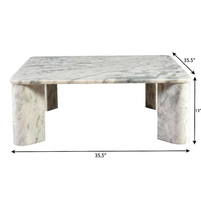 Gray Marble Coffee Table with Metal Frame and Handmade Composite Wood Top