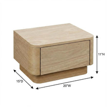 Small Nightstand in Light Oak with Scandinavian Style and Soft Close Drawer
