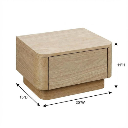 Small Nightstand in Light Oak with Scandinavian Style and Soft Close Drawer