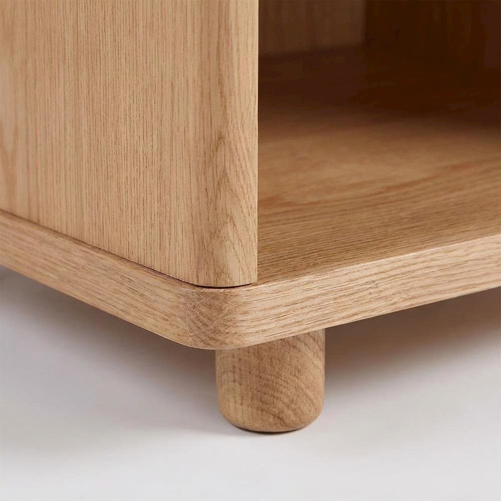 Oak Nightstand with Soft Close Drawer and Solid Wood Frame
