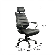 Leather Upholstered Executive Office Chair, Industrial Swivel Desk Chair,Black