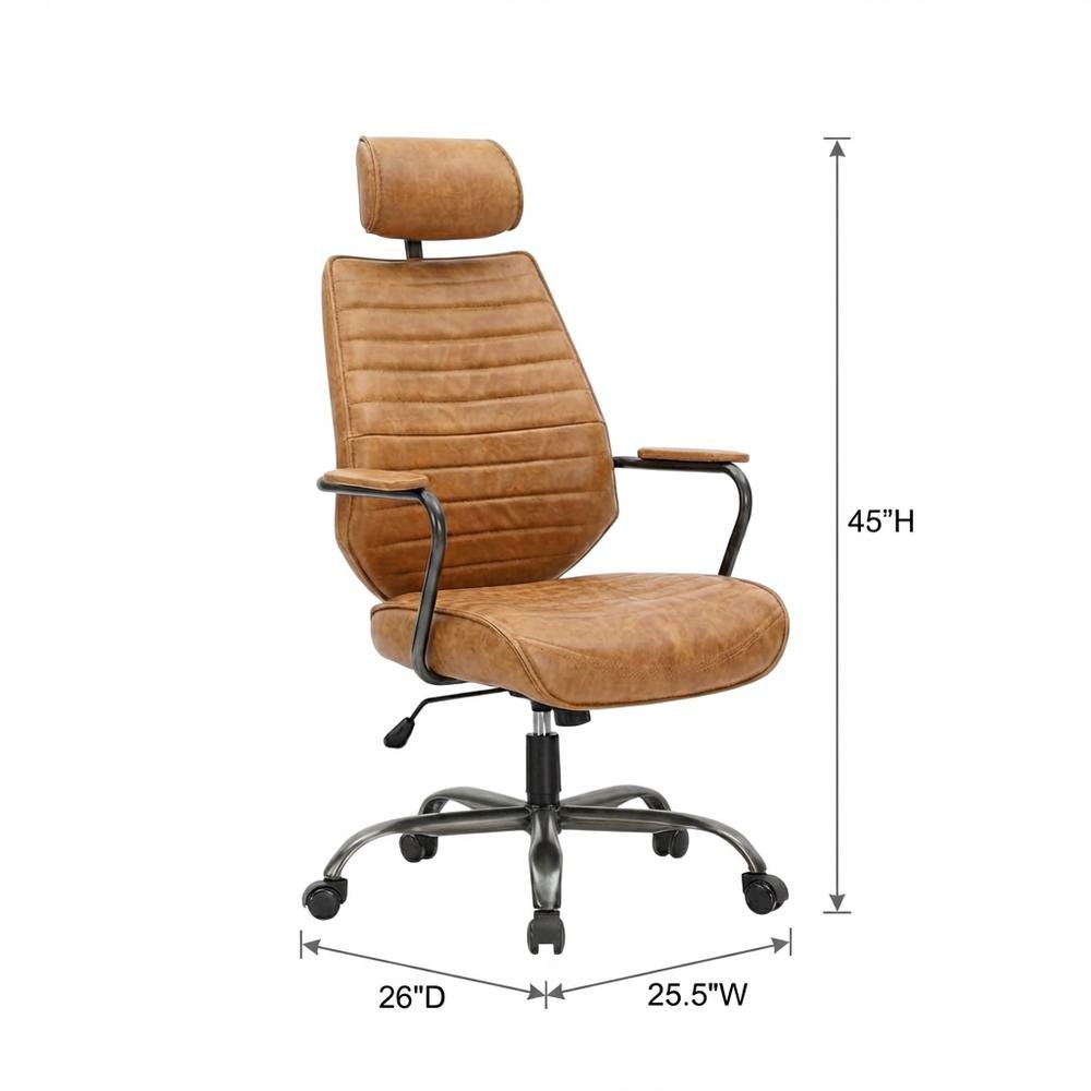 Leather Upholstered Executive Office Chair, Industrial Swivel Desk Chair,Orange