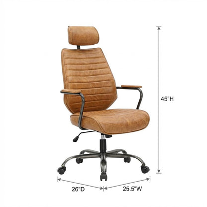 Leather Upholstered Executive Office Chair, Industrial Swivel Desk Chair,Orange