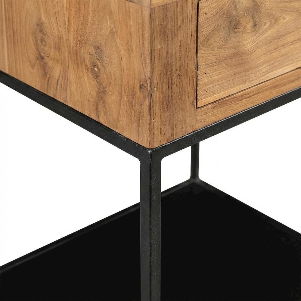 Solid Teak Side Table with Drawer, Contemporary End Table for Living Room,Brown