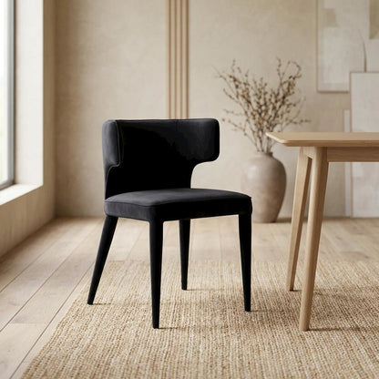 Polyester Upholstered Dining Chair, Art Deco Accent Chair for Dining Room,Black