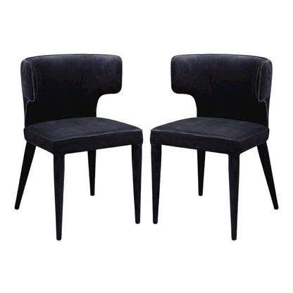 Polyester Upholstered Dining Chair, Art Deco Accent Chair for Dining Room,Black
