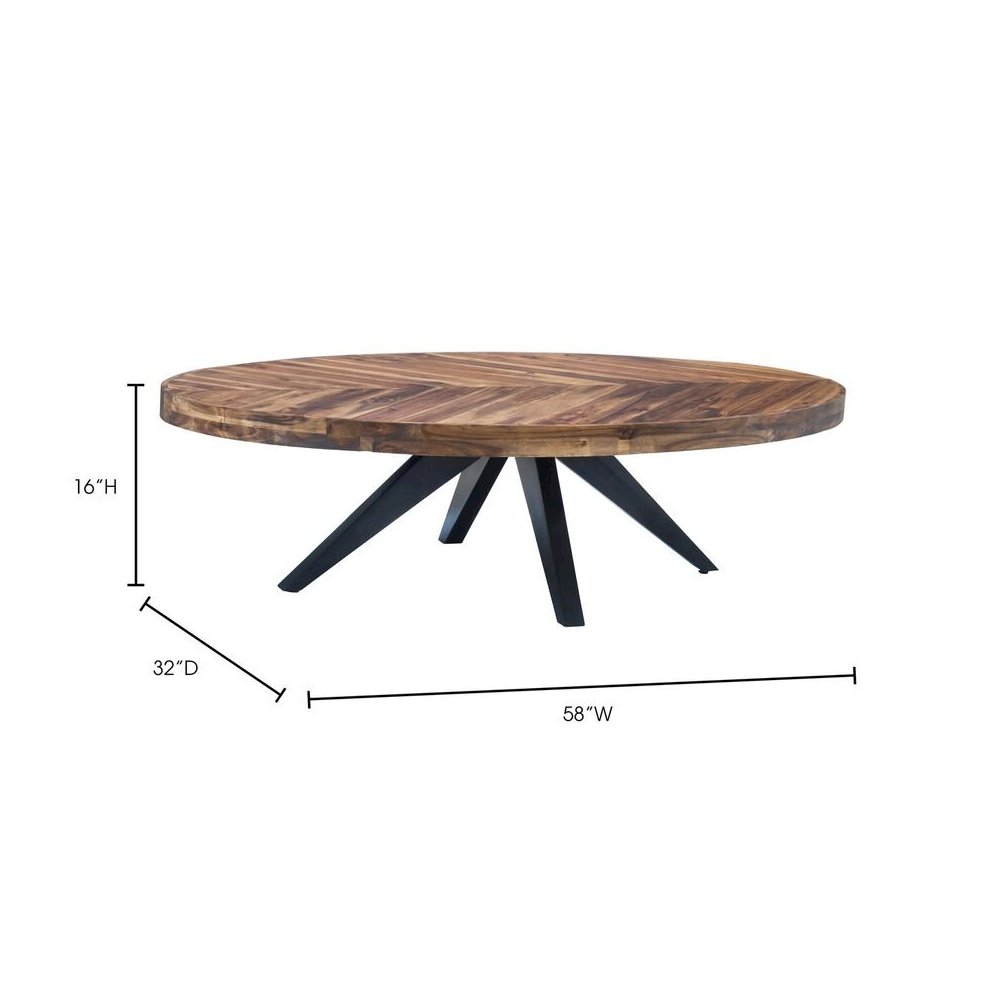 Brown Coffee Table Modern – Wood Oval Coffee Table with Solid Acacia Design