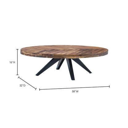 Brown Coffee Table Modern – Wood Oval Coffee Table with Solid Acacia Design
