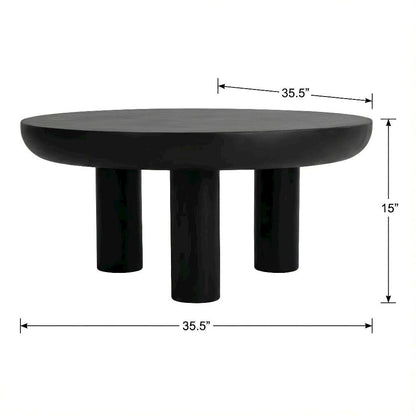 Black Concrete Top Coffee Table with Plywood Frame and Durable Cement Legs