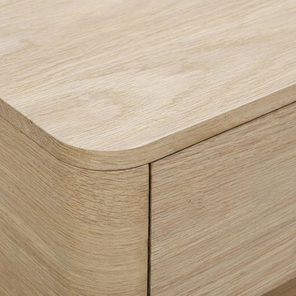 Small Nightstand in Light Oak with Scandinavian Style and Soft Close Drawer