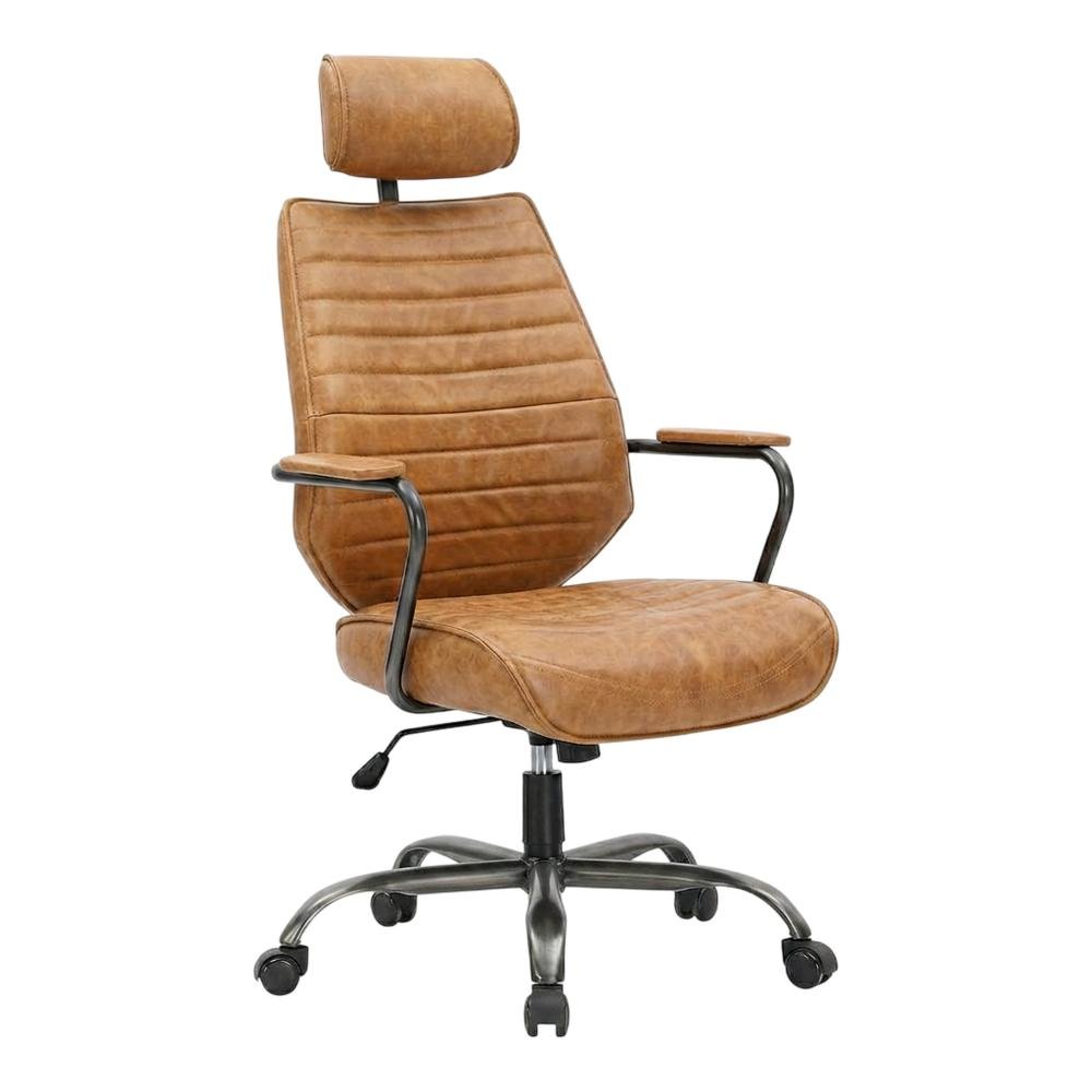 Leather Upholstered Executive Office Chair, Industrial Swivel Desk Chair,Orange