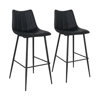 Upholstered Counter Stools Set of 2, Contemporary Bar Stools with Footrest,Black