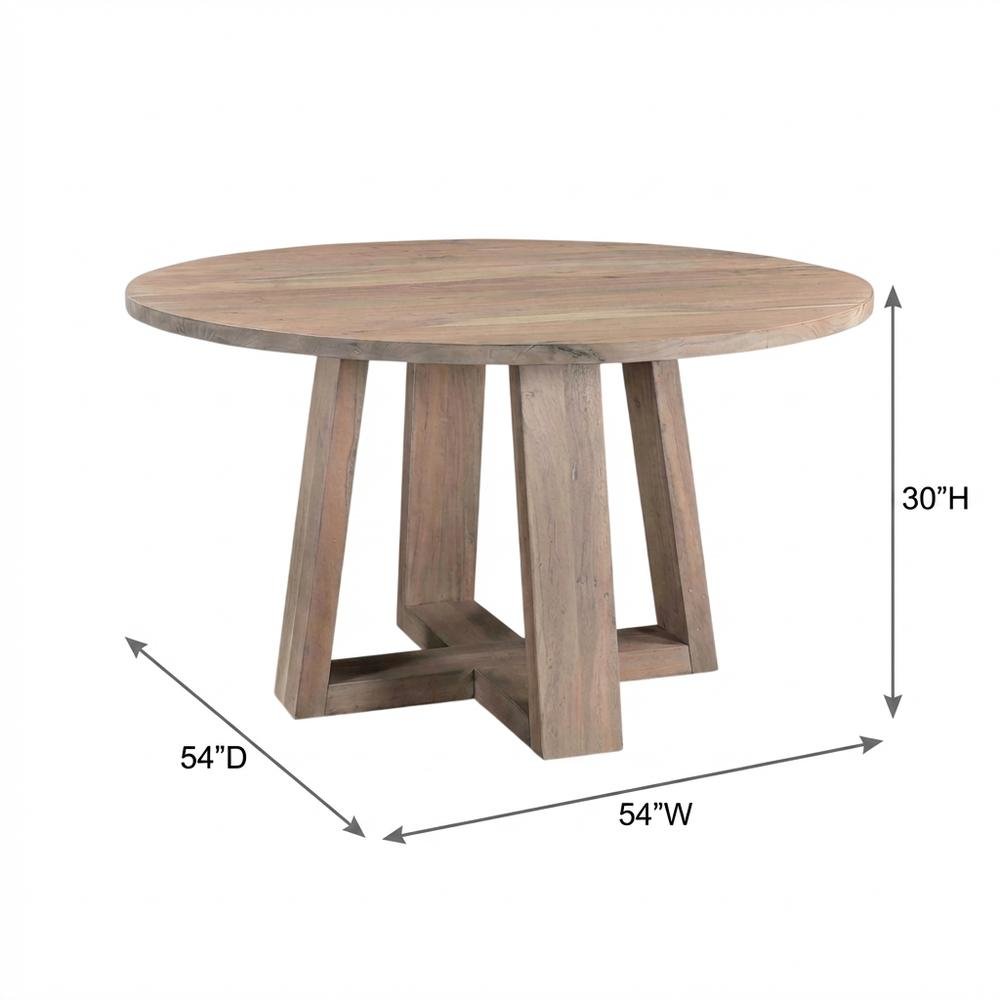 Solid Acacia Round Dining Table, Scandinavian Kitchen Table for Dining Room,Gray