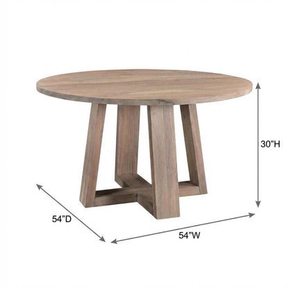Solid Acacia Round Dining Table, Scandinavian Kitchen Table for Dining Room,Gray