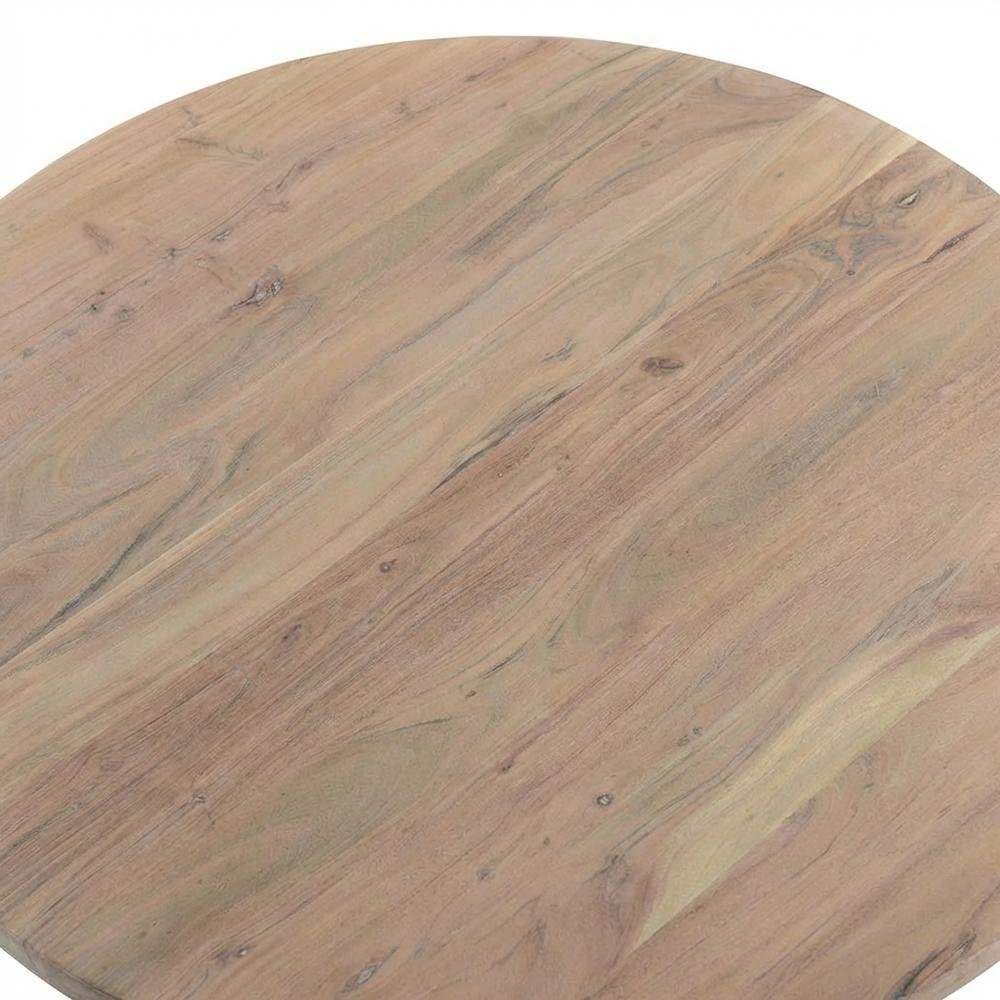 Solid Acacia Round Dining Table, Scandinavian Kitchen Table for Dining Room,Gray