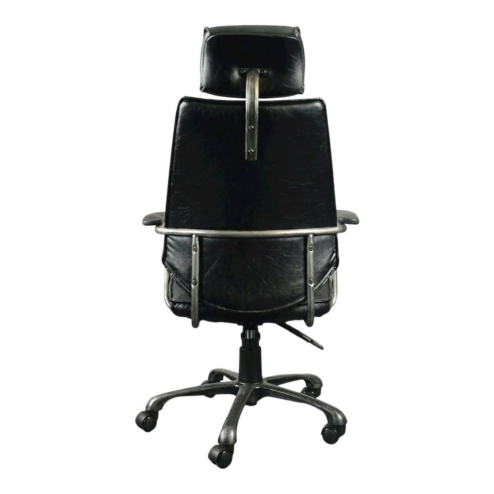 Leather Upholstered Executive Office Chair, Industrial Swivel Desk Chair,Black