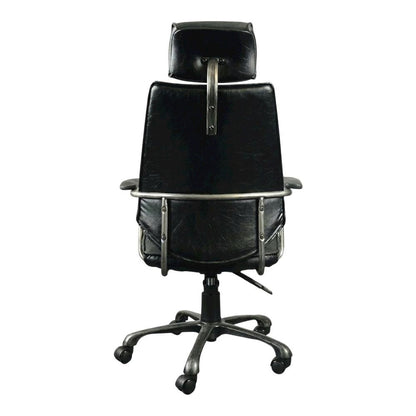 Leather Upholstered Executive Office Chair, Industrial Swivel Desk Chair,Black