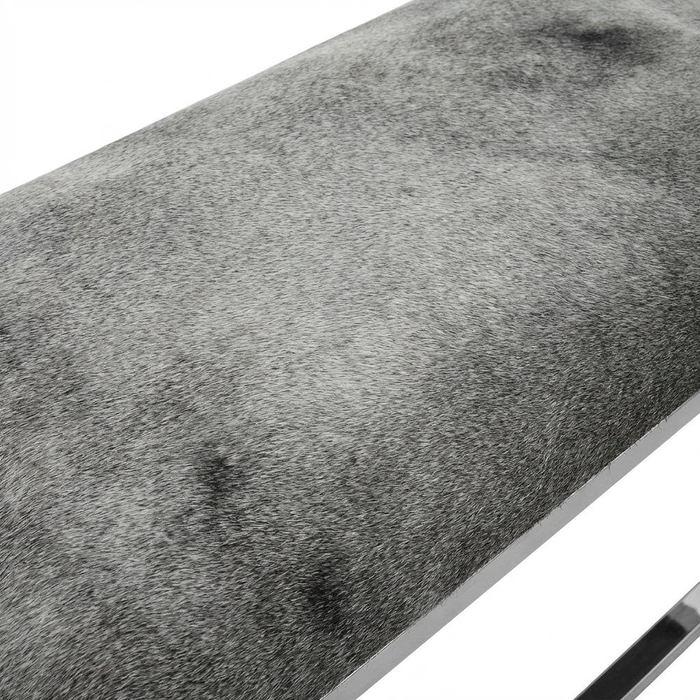 Cowhide Upholstered Bench, Contemporary Entryway Bench for Living Room, Gray