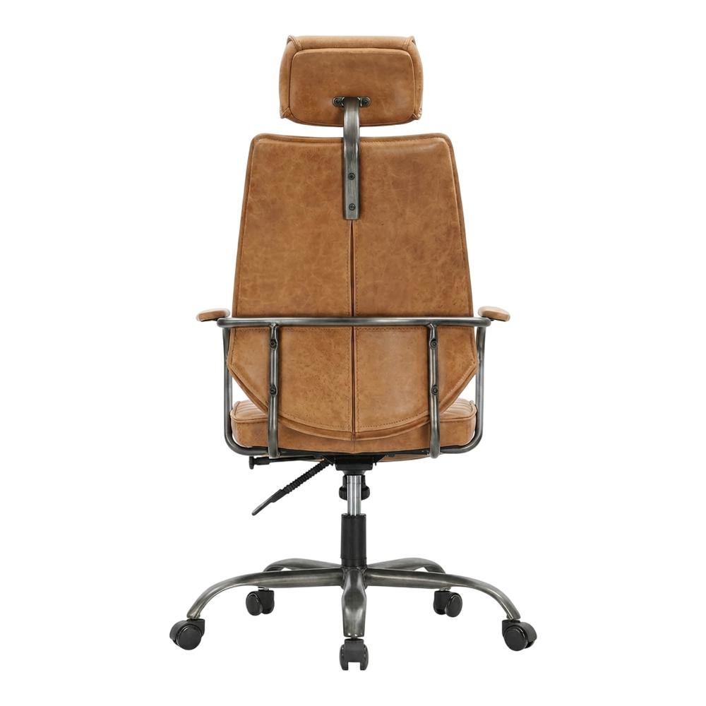 Leather Upholstered Executive Office Chair, Industrial Swivel Desk Chair,Orange