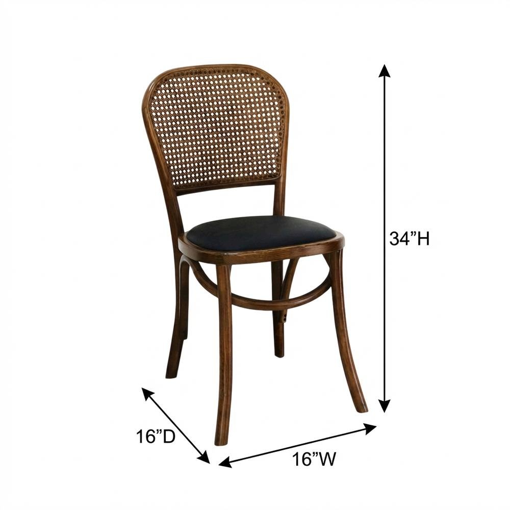Rattan Upholstered Dining Chairs Set of 2, Rustic Accent Chair,Brown
