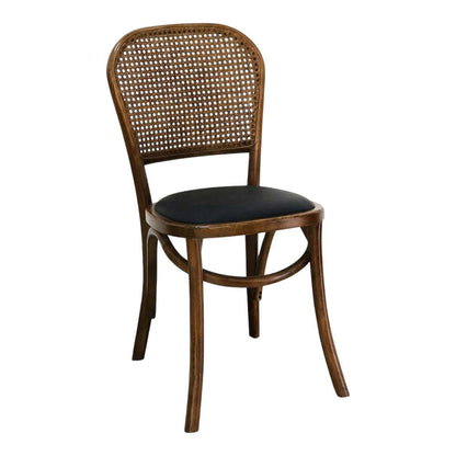 Rattan Upholstered Dining Chairs Set of 2, Rustic Accent Chair,Brown