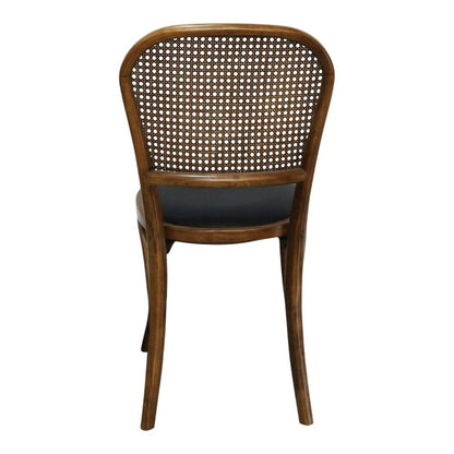 Rattan Upholstered Dining Chairs Set of 2, Rustic Accent Chair,Brown