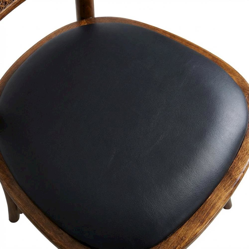 Rattan Upholstered Dining Chairs Set of 2, Rustic Accent Chair,Brown