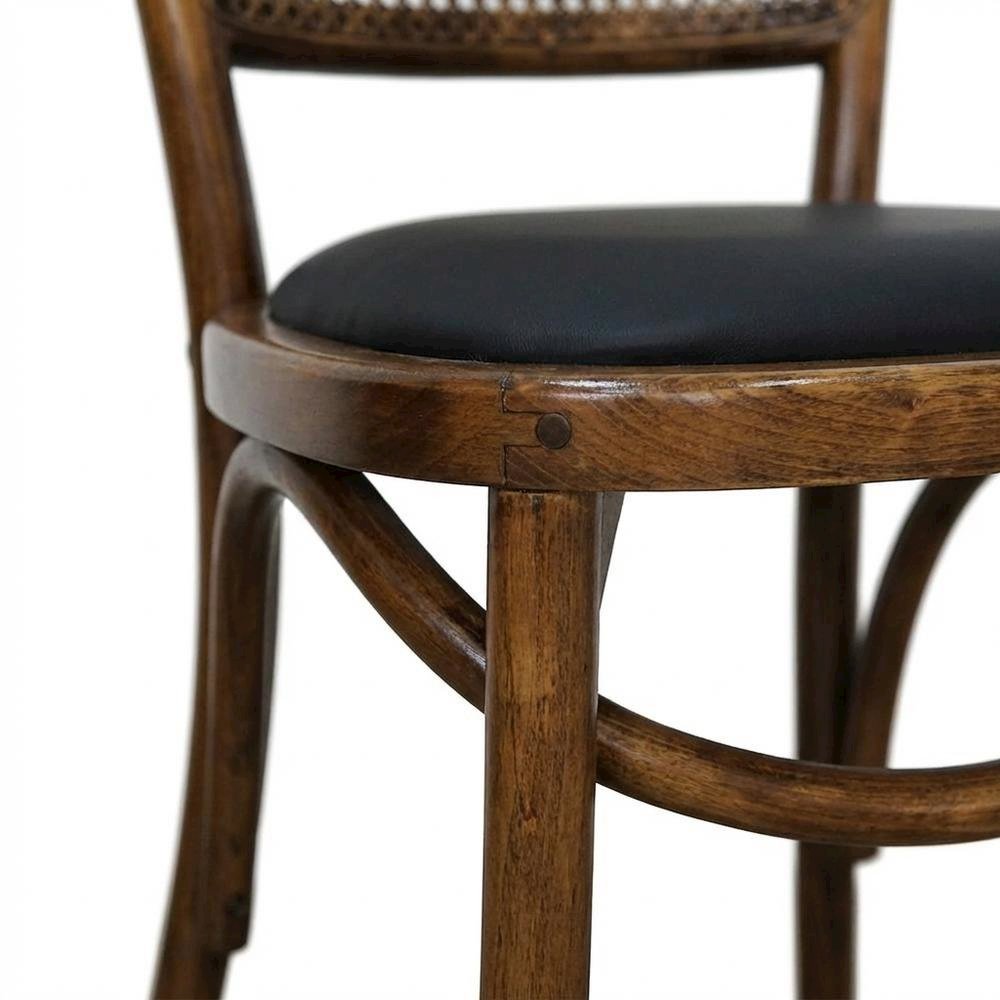 Rattan Upholstered Dining Chairs Set of 2, Rustic Accent Chair,Brown