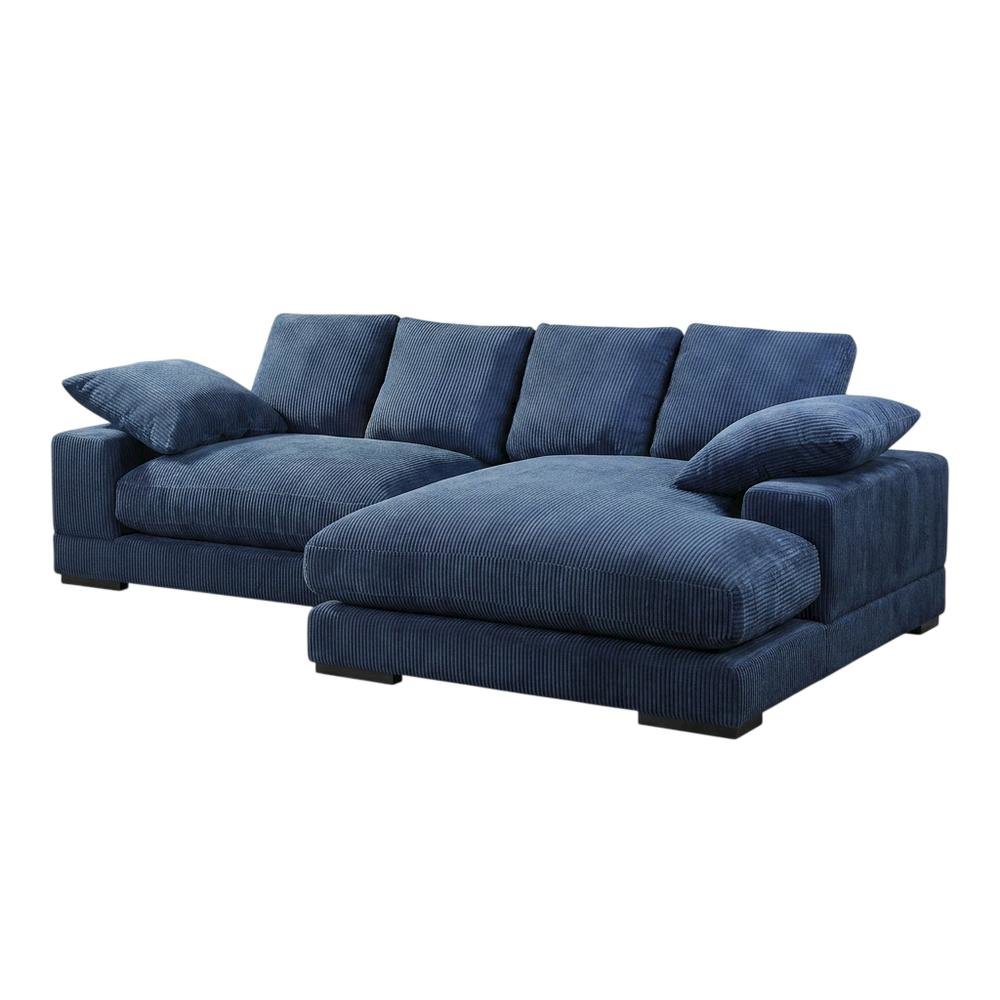 Contemporary Sectional Sofa with Chaise, Polyester Living Room Couch,Blue