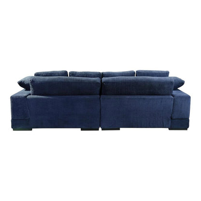 Contemporary Sectional Sofa with Chaise, Polyester Living Room Couch,Blue