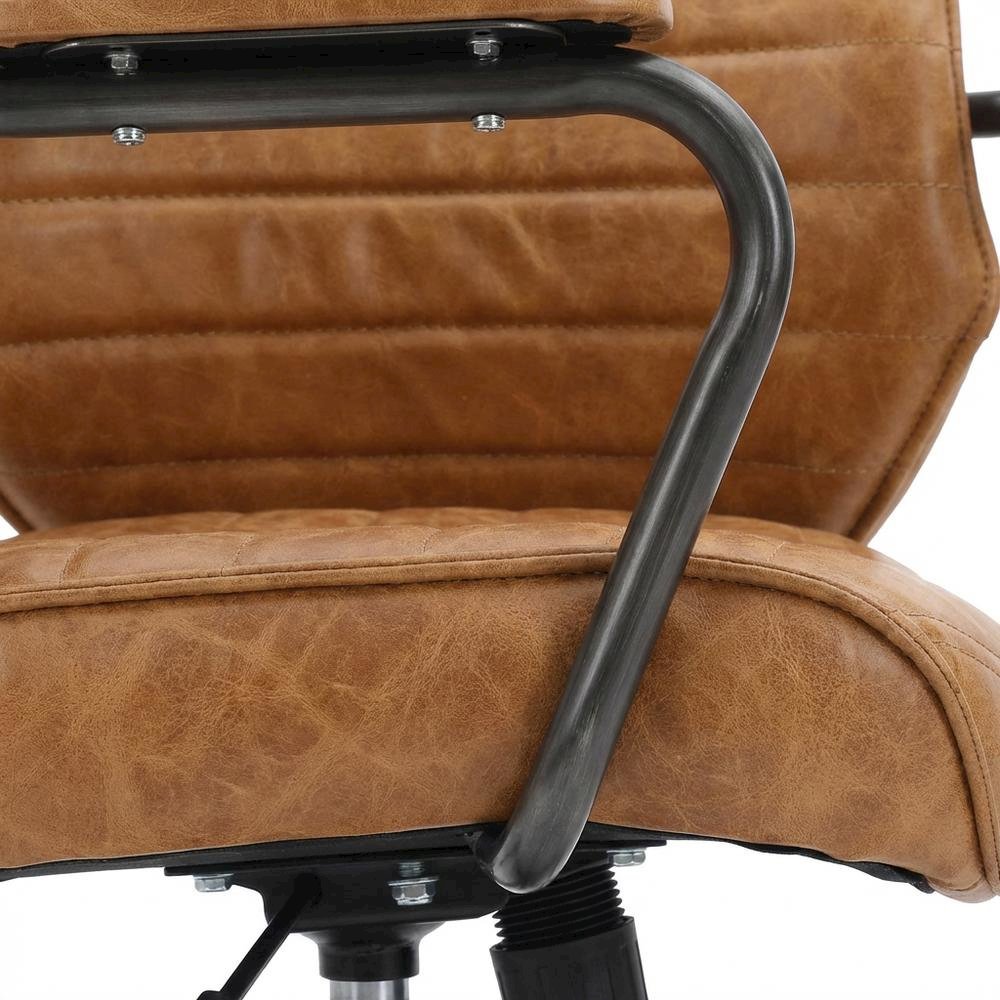 Leather Upholstered Executive Office Chair, Industrial Swivel Desk Chair,Orange