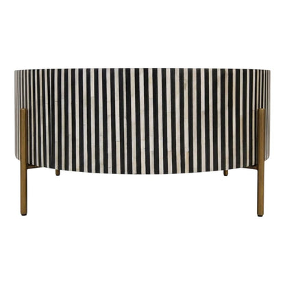 Art Deco Coffee Table with Camel Bone Top, Accent Table for Living Room