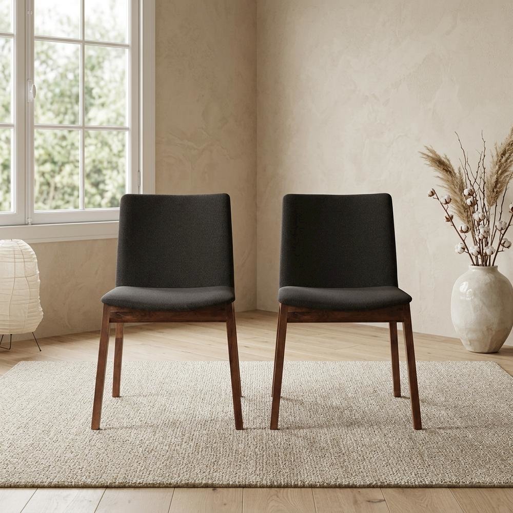 Mid-Century Dining Chairs Set of 2, Upholstered Accent Chair,Black