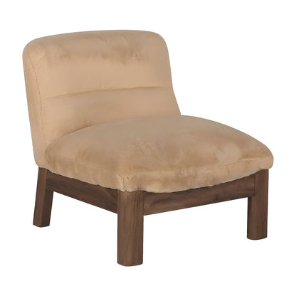 Faux Fur Armless Accent Chair with Tufted Foldover Back for Lounge Seating