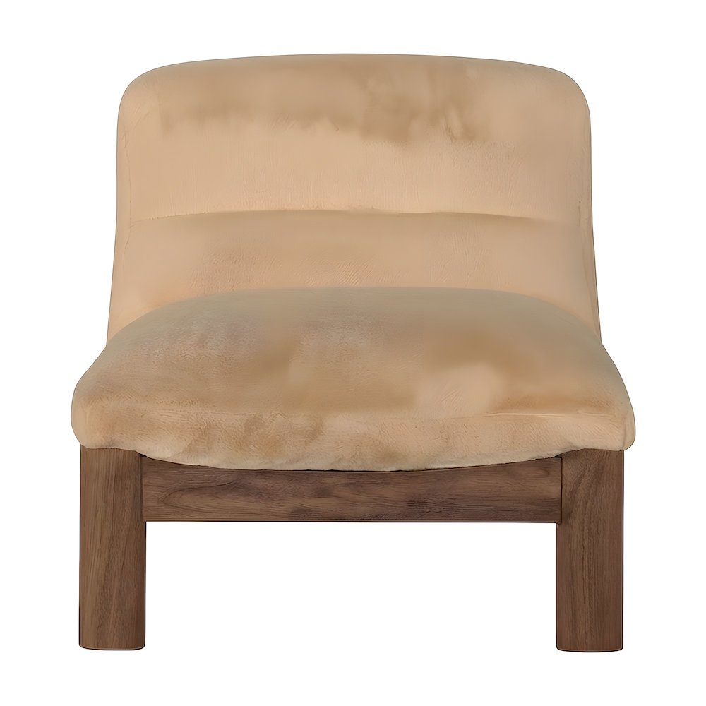 Faux Fur Armless Accent Chair with Tufted Foldover Back for Lounge Seating