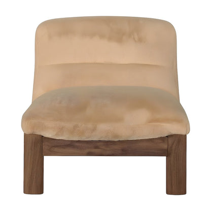 Faux Fur Armless Accent Chair with Tufted Foldover Back for Lounge Seating