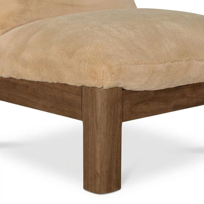 Faux Fur Armless Accent Chair with Tufted Foldover Back for Lounge Seating