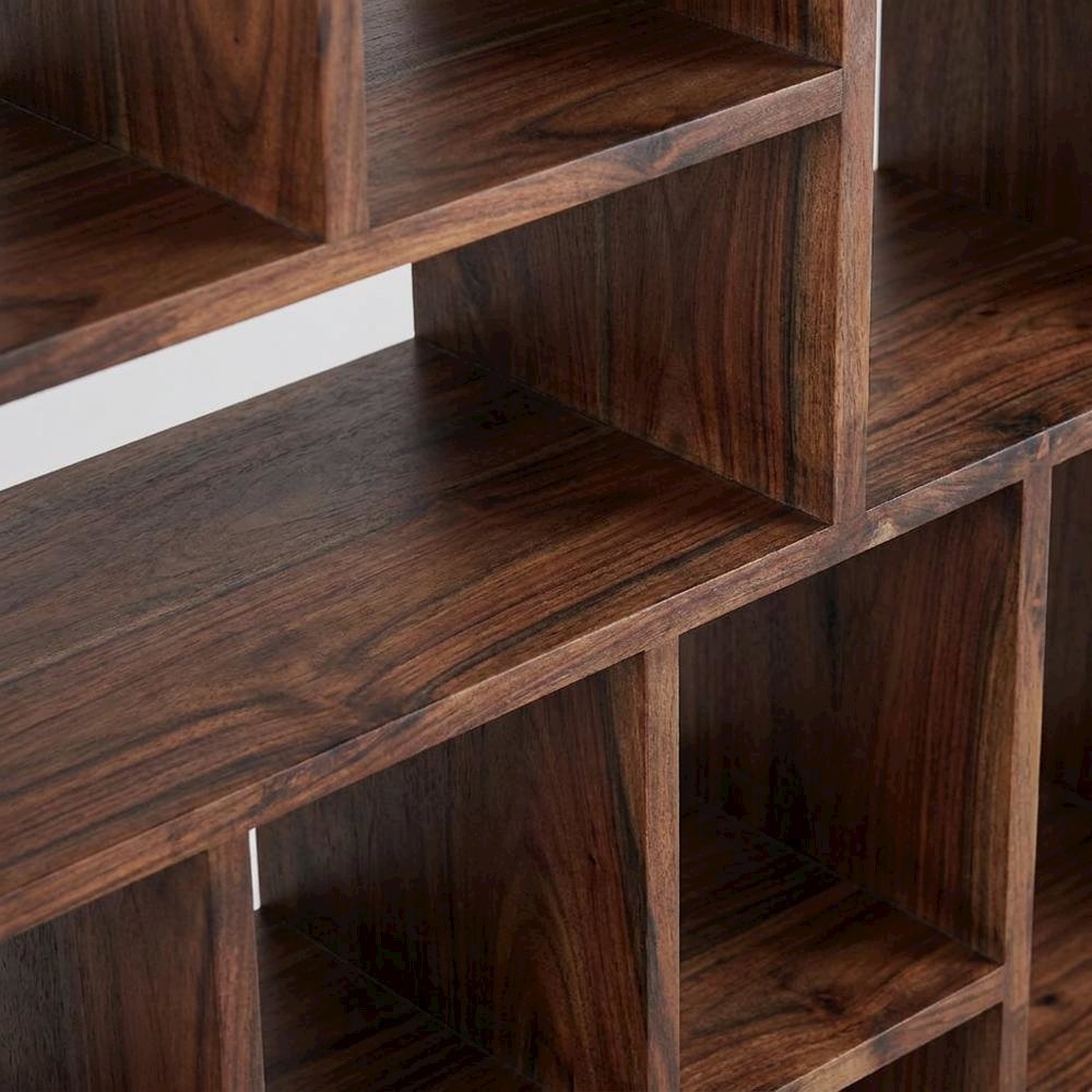 Solid Walnut Bookshelf with Ten Open Shelves and Finished Back