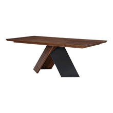 Brown Walnut Wood Dining Table, Rectangle with Iron Legs